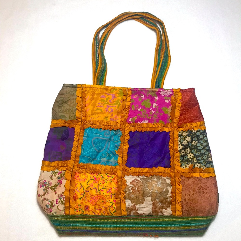 Natural Silk Quilted Tote Bag